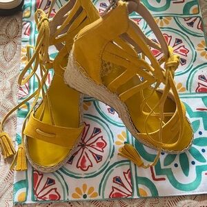 Vince Camuto Yellow Lace-Up Espadrilles